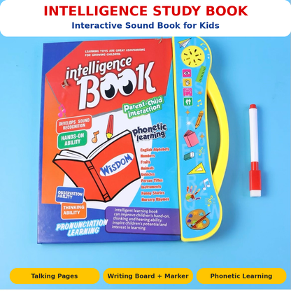 Intelligence Study Book – Interactive Sound Learning Book for Kids with Marker & Writing Board