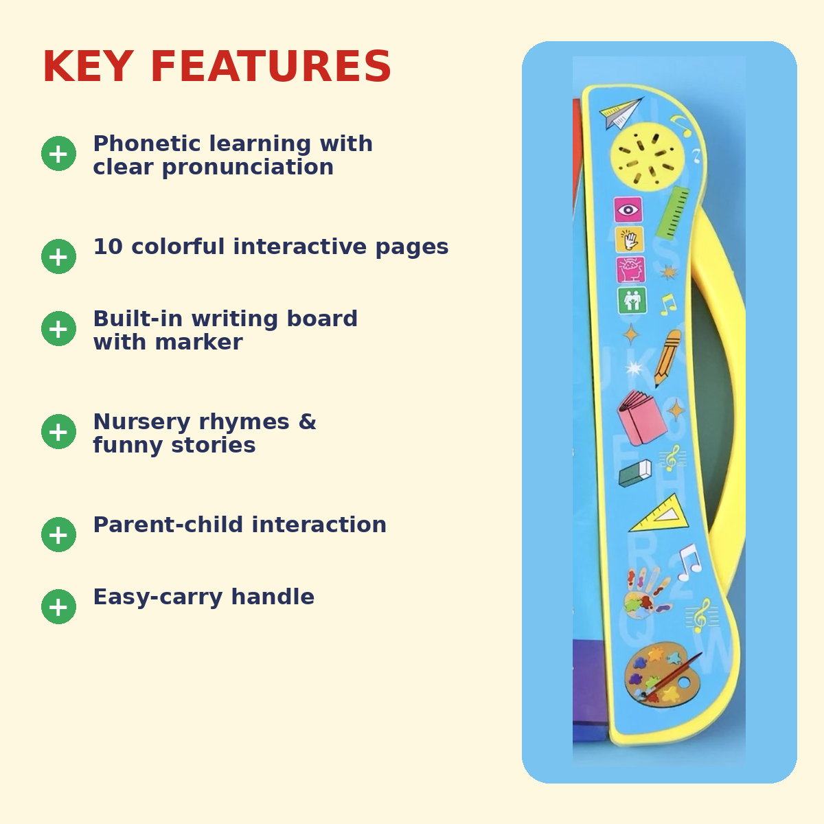 Intelligence Study Book – Interactive Sound Learning Book for Kids with Marker & Writing Board
